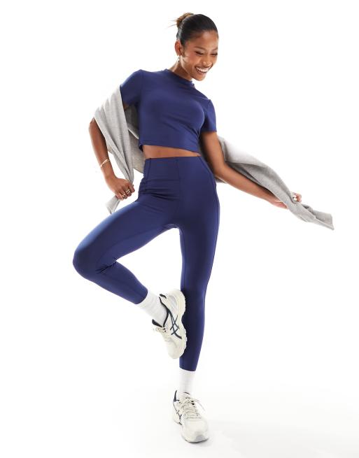 ASOS 4505 - Leggings lisci blu navy con tasca e dettaglio modellante sul retro