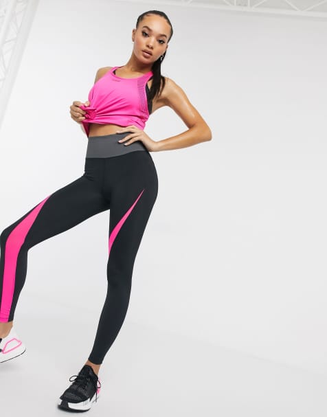 ASOS 4505 – Leggings mit Neon-Farbblockdesign und figurformendem Nahtdetail
