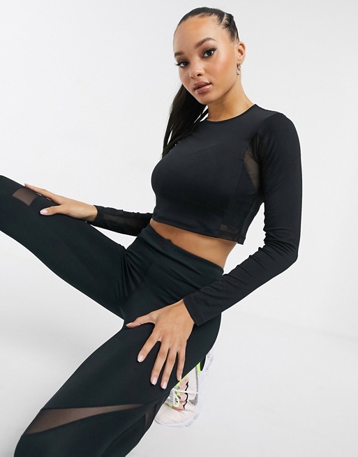 ASOS 4505 long sleeve crop with mesh side detail
