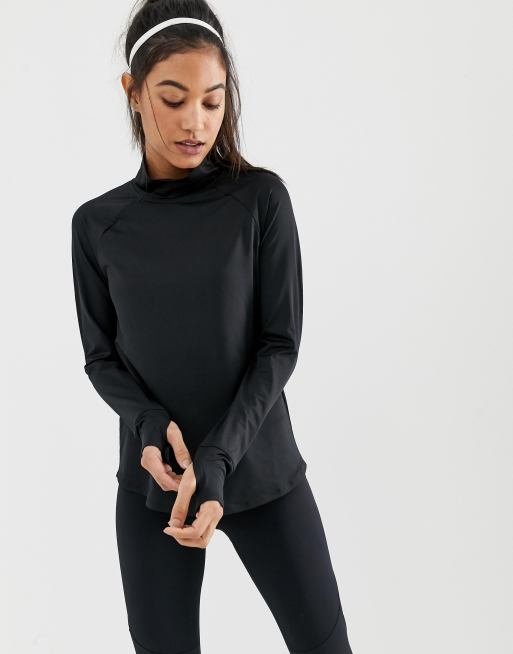 ASOS 4505 active roll neck long sleeve top with thumb hole in