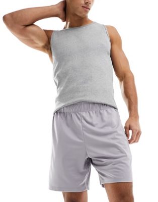 ASOS 4505 longline 10 inch shorts in mesh fabric in lilac grey