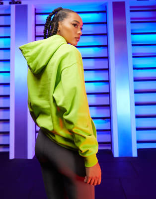 ASOS 4505 longline hoodie in brushback in lime-Green