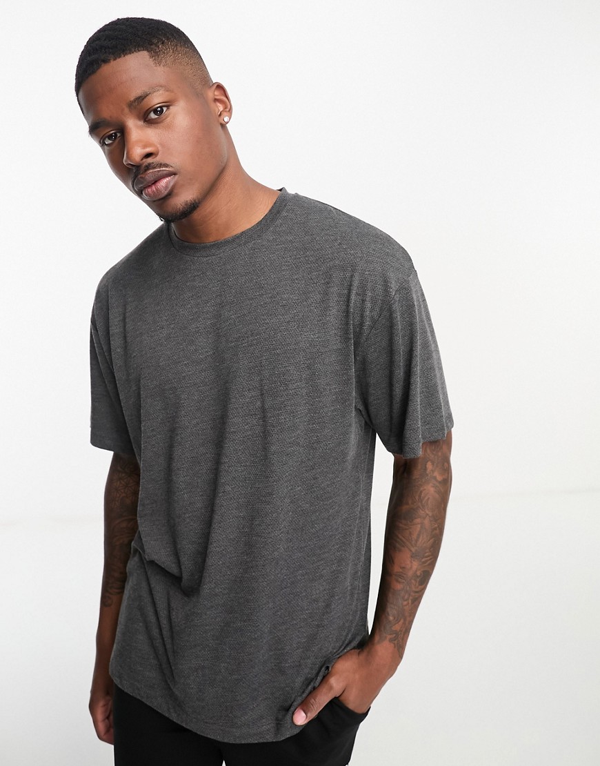 Asos Design 4505 Loose Fit Mesh Training T-shirt With Sweat Wicking In Charcoal-gray