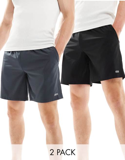 FhyzicsShops 4505 - Lot de 2 shorts de sport 13 cm à logo en tissu séchage rapide - Noir/gris