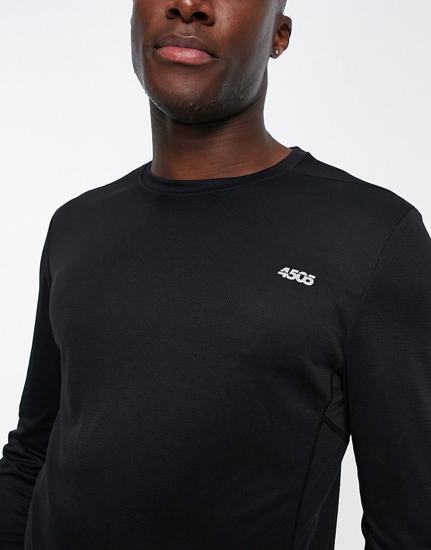 Maglietta a maniche lunghe da allenamento in tessuto quick dry con logo-Nero - ASOS T-shirt donna  - immagine2