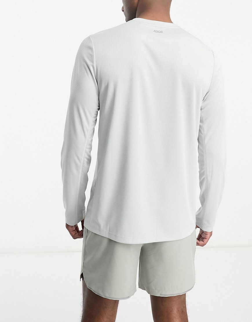 Maglietta a maniche lunghe da allenamento quick dry color gesso con logo iconico-Grigio - ASOS T-shirt donna  - immagine2