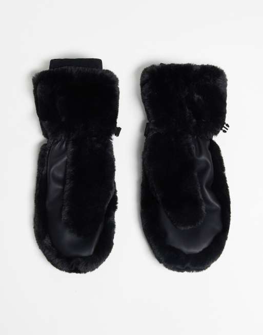 ASOS 4505 - Manopole da sci nere in pelliccia sintetica, 3 di 4