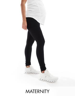 ASOS 4505 Maternity - Icon - Nahtlose, gerippte Sport-Leggings in Schwarz