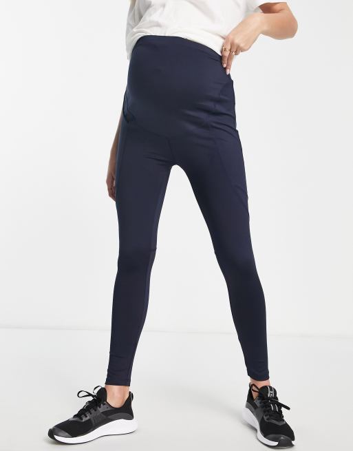 ASOS 4505 Maternity – Icon Run – Marinblå leggings med knytning i midjan och mobilficka, 2 av 4