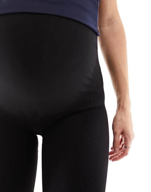 Black Seamless Rib Waist Gym Leggings