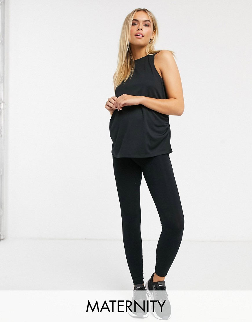 ASOS 4505 Maternity - Ikoniske leggings med bomuldsfølelse-Sort