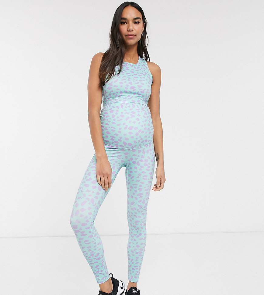 ASOS 4505 Maternity - Leggings a vita alta modellanti sui glutei a pois pastello-Multicolore