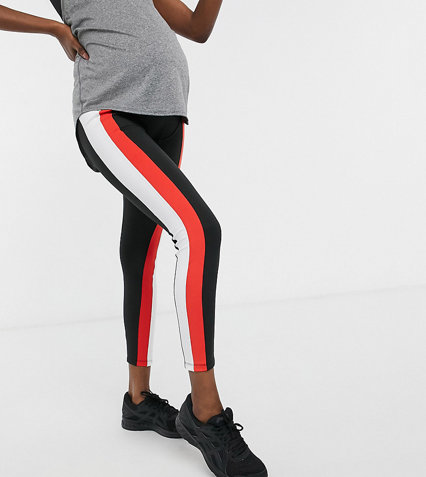 ASOS 4505 Maternity leggings with side stripe-Black