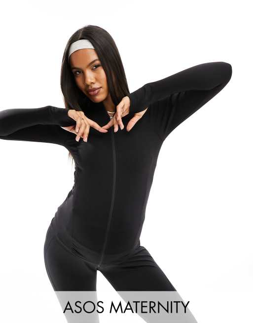ASOS 4505 Maternity – Nahtlose, langärmlige Trainingsjacke mit durchgehendem Reißverschluss, Umstandsmode