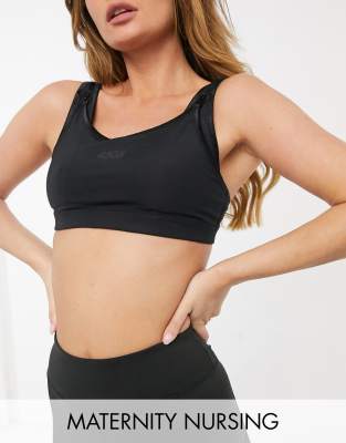 ASOS DESIGN 4505 MATERNITY NURSING SPORTS BRA-BLACK