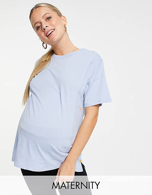 ASOS 4505 Maternity oversized t-shirt in cotton - MBLUE