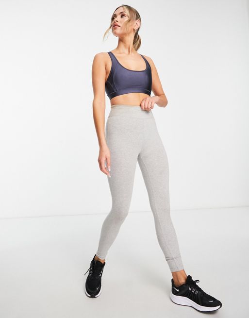 ASOS 4505 medium support sports bra in grey sheen