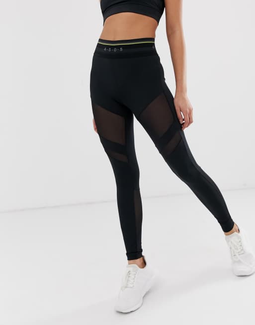 ASOS 4505 leggings with punch out holes and mesh panels (part of a set)