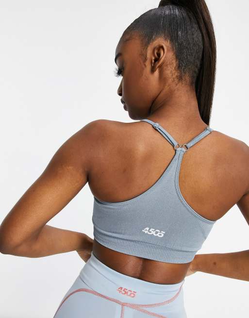 ASOS 4505 Seamless light support sports bra with strap detail in green -  part of a set