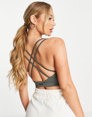 ASOS 4505 mid impact sports bra with strappy back-Multi