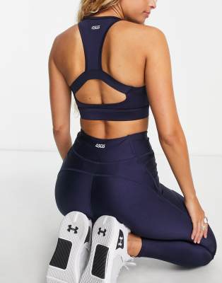 ASOS 4505 medium support sports bra in navy sheen