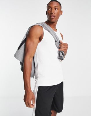 ASOS 4505 muscle fit ribbed training vest in white