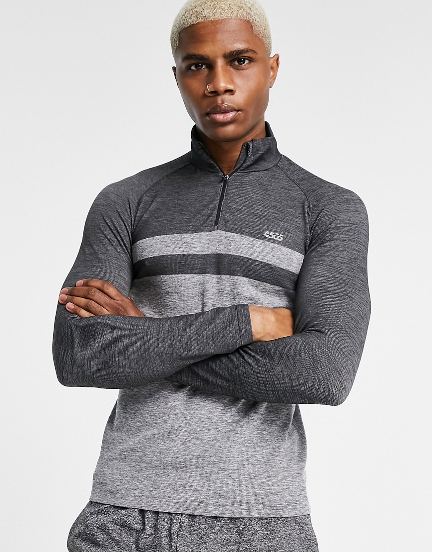 ASOS 4505 muscle fit sweatshirt with 1/4 zip and seamless jersey-Grey