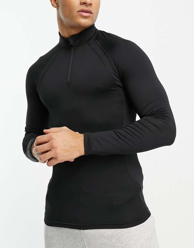 ASOS 4505 muscle fit training long sleeve base T-shirt with 1/4 zip