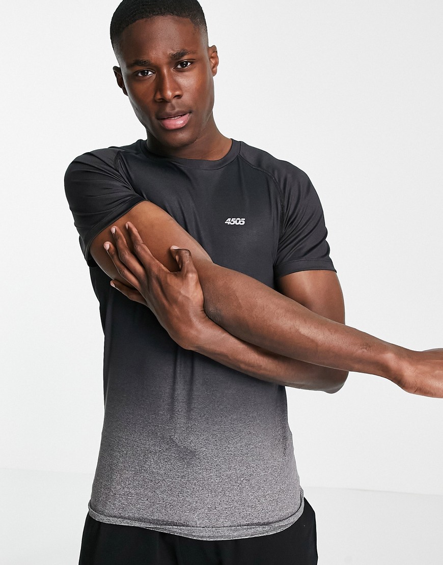 ASOS 4505 muscle fit training t-shirt in charcoal heather ombre-Grey