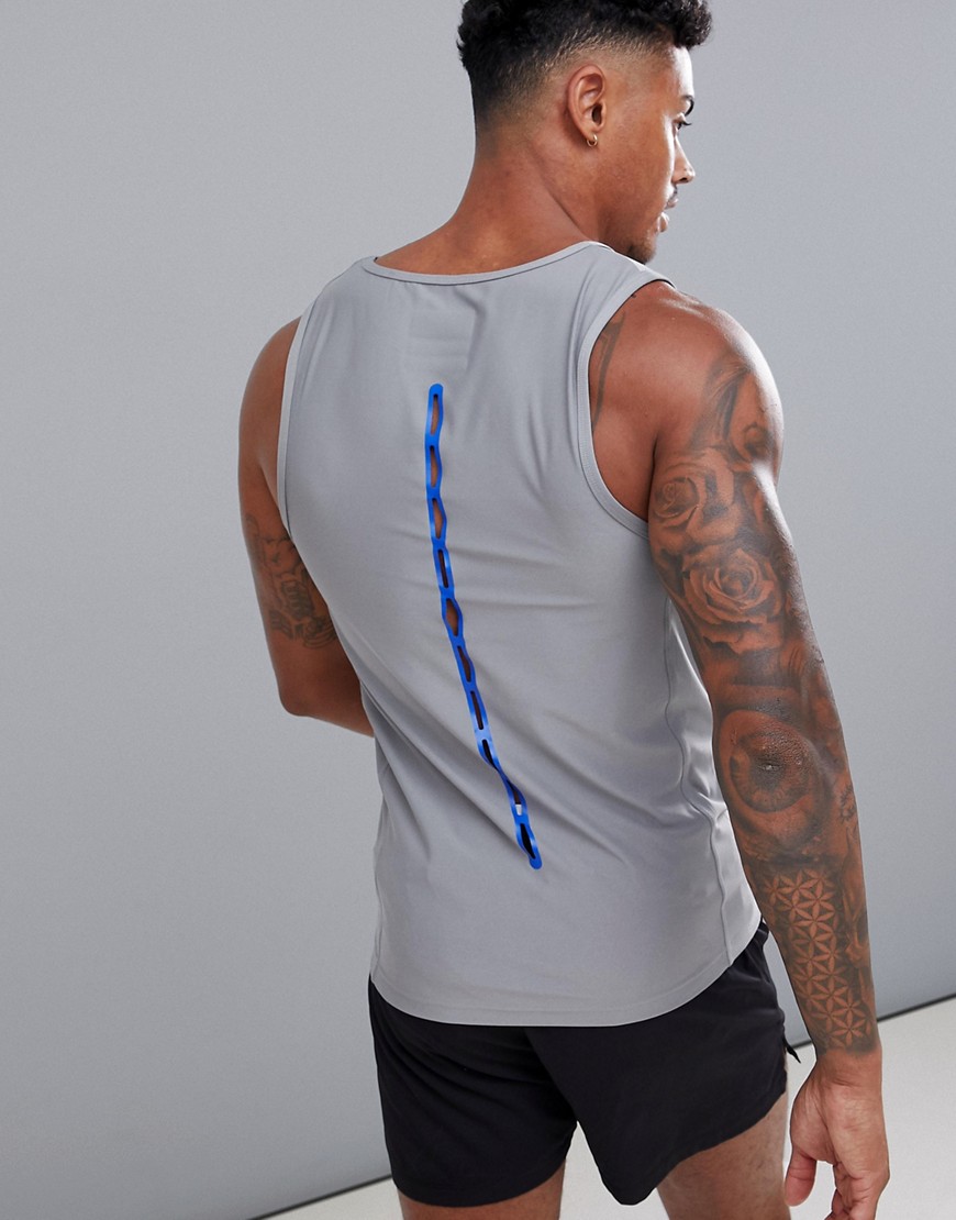 ASOS 4505 muscle linne med laserutskurna detaljer-Grå
