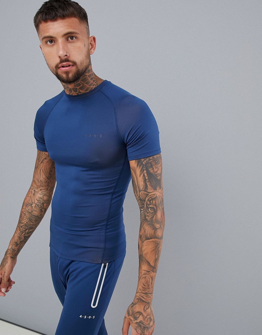 ASOS 4505 muscle t-shirt in 2 tone jersey-Blue
