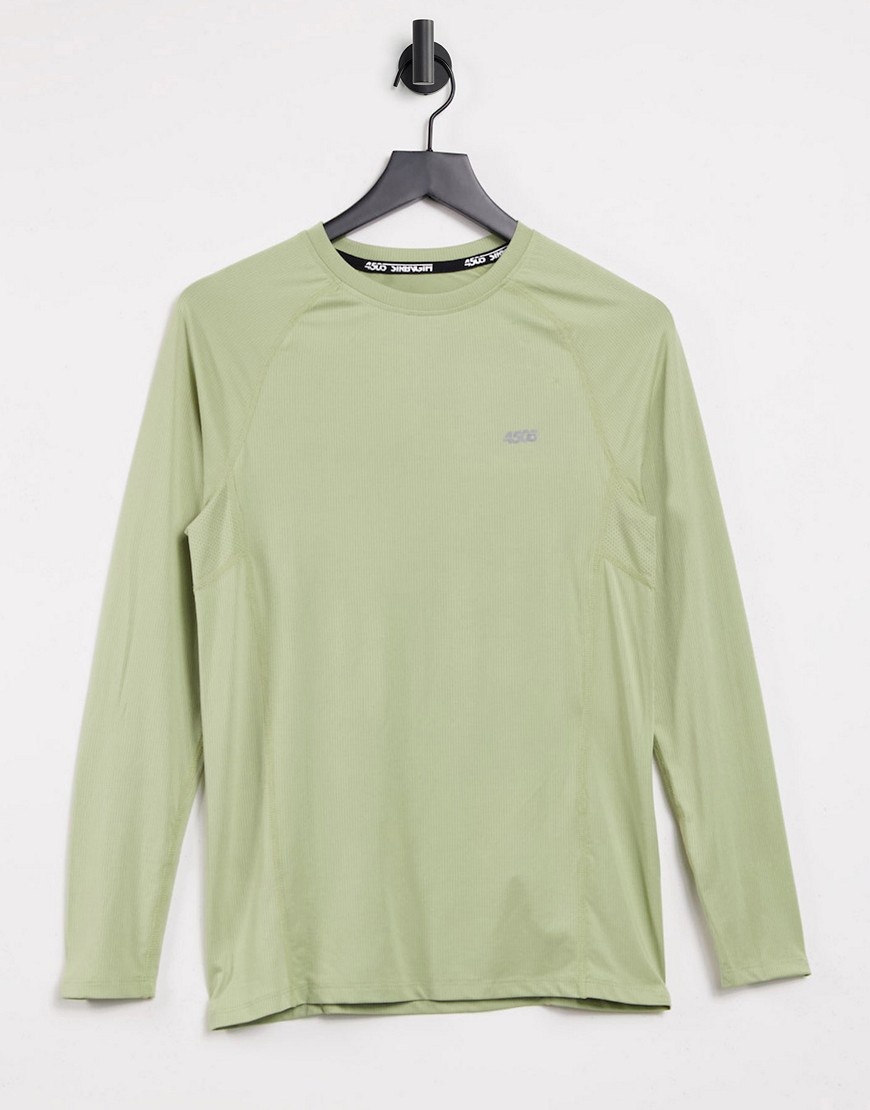 ASOS 4505 muscle training long sleeve t-shirt with quick dry in sage-Green