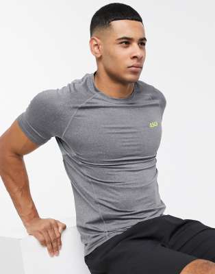 ASOS 4505 muscle training t-shirt with quick dry in gray marl