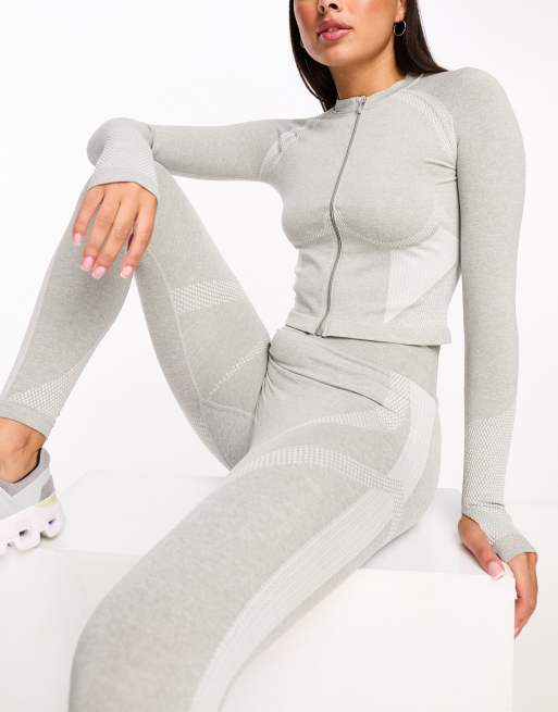 ASOS 4505 - Naadloze top met contouren, lange mouwen en rits