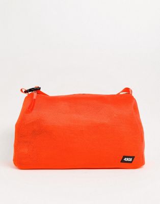 ASOS 4505 — Neonfarvet weekendtaske i netstof med aftageling indertaske-Orange