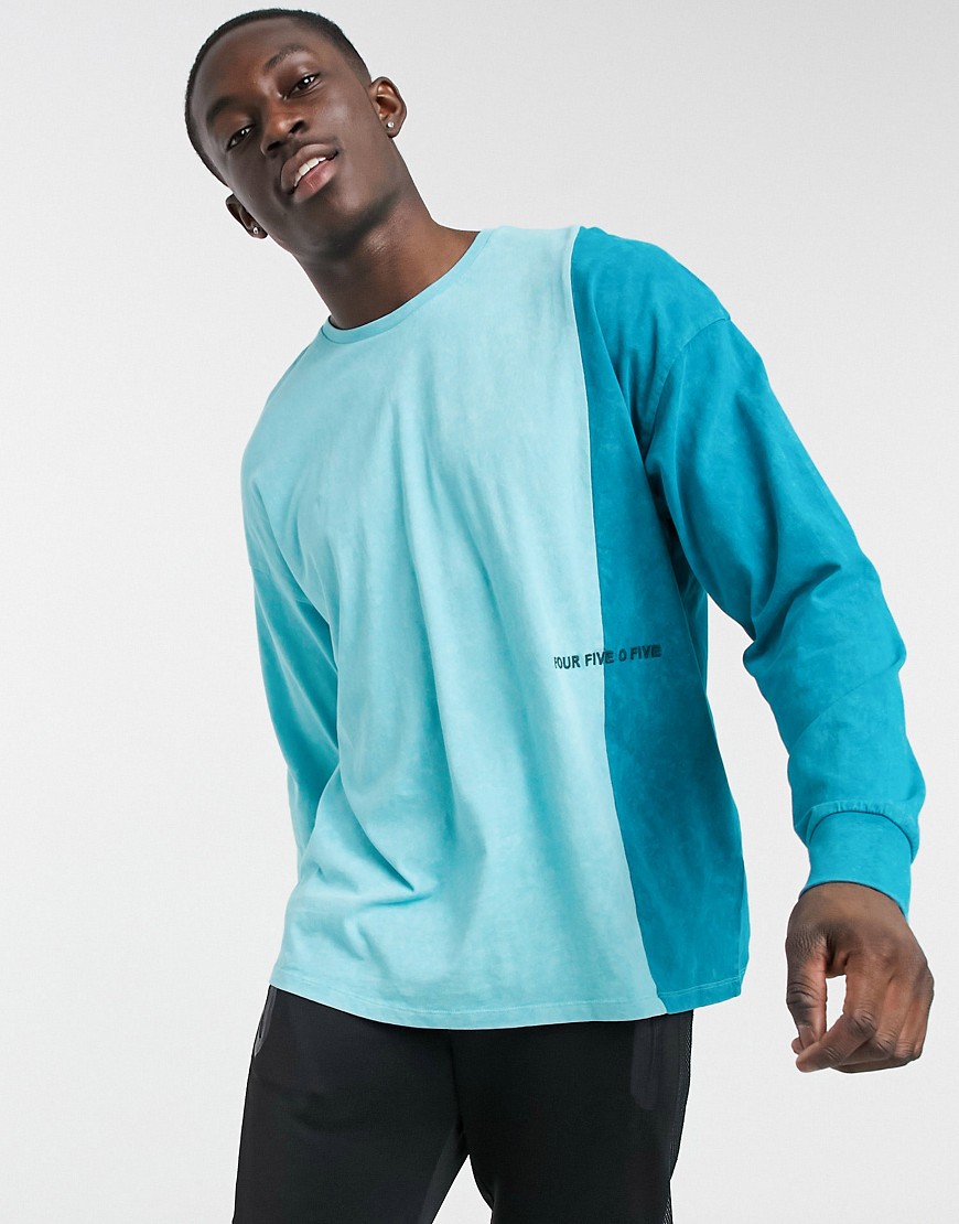 ASOS 4505 oversized long sleeve t-shirt with contrast panel and acid wash-Green