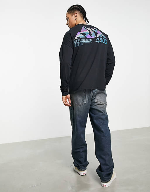 Men oversized long sleeve t-shirt with mountain back print 