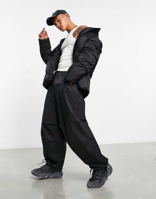 Oversized Fit Puffer Jacket - Black - Men