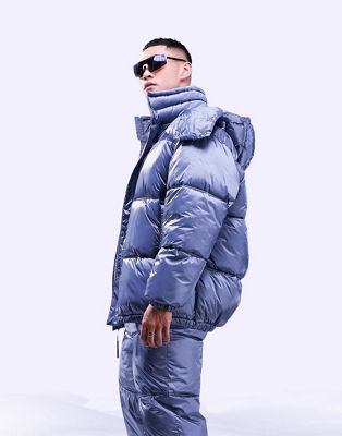 ASOS 4505 oversized puffer ski jacket in blue