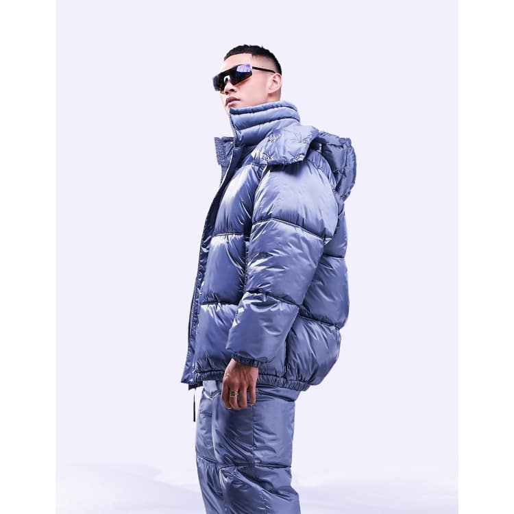 ASOS 4505 oversized puffer ski jacket in blue