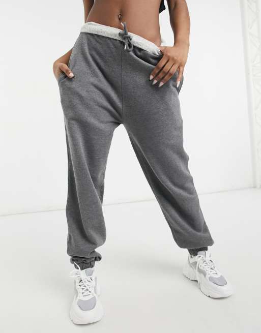 Criss Cross Waist Solid Sweatpants