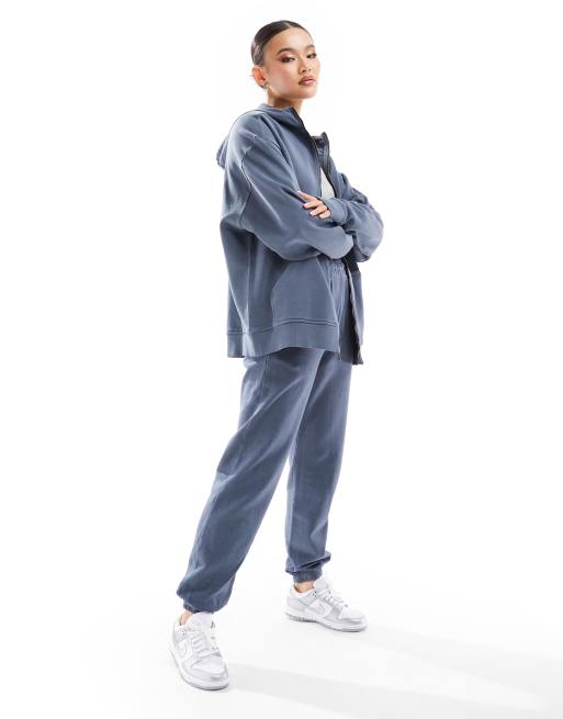 ASOS 4505 - Oversized træningssæt i skiferblå vask