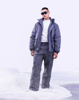 ASOS 4505 oversized utility ski jacket-Gray
