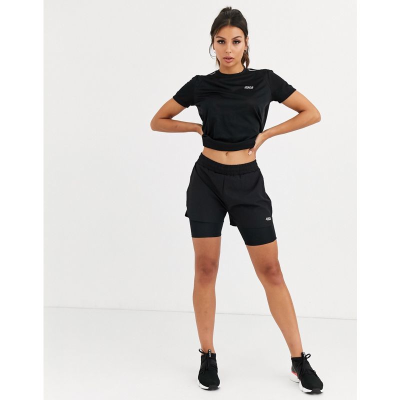 Donna Activewear 4505 - Pantaloncini da running con strato inferiore e logo 