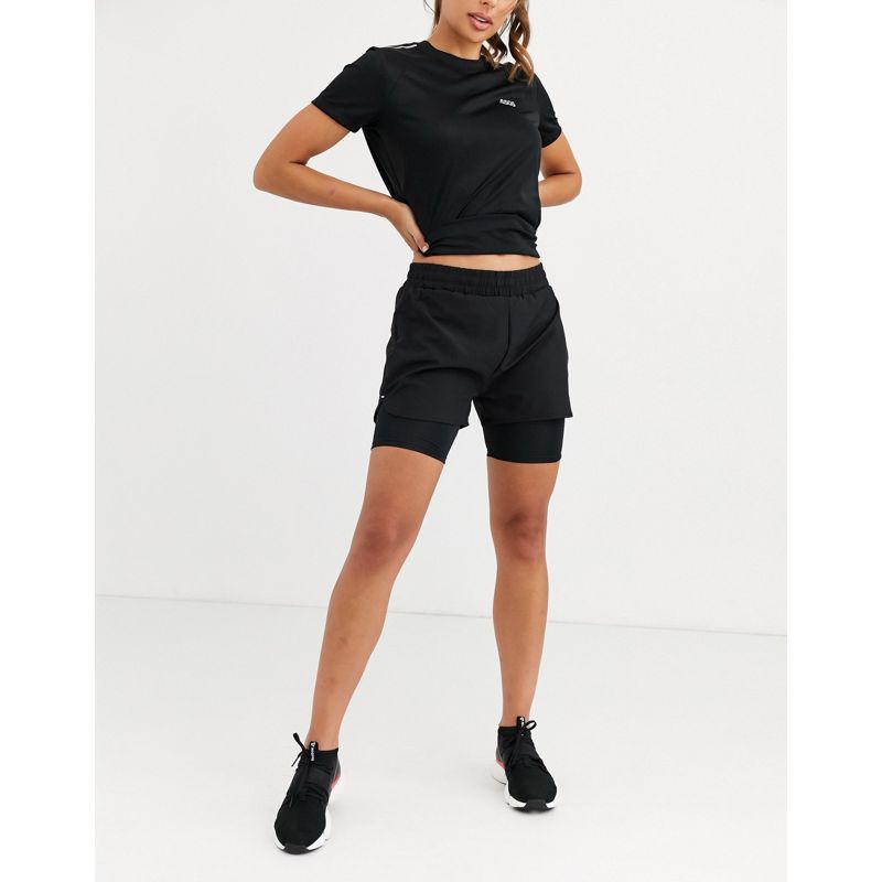 Donna Activewear 4505 - Pantaloncini da running con strato inferiore e logo 