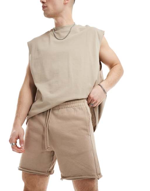 ASOS 4505 - Pantaloncini della tuta taglio lungo in tessuto quick dry sabbia slavato
