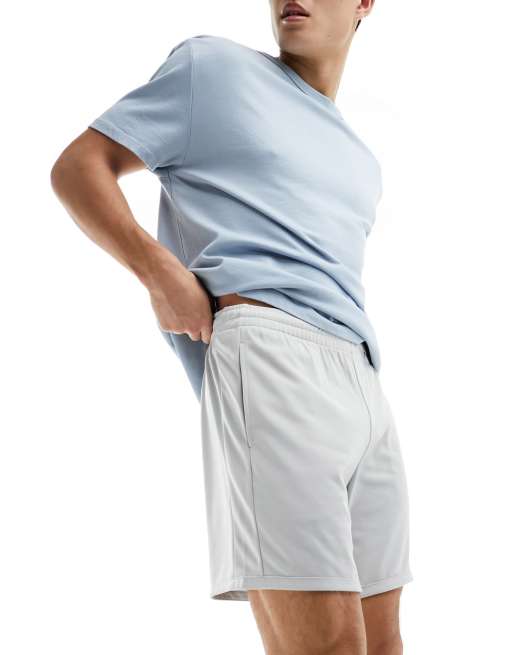 ASOS 4505 - Pantaloncini sportivi in rete di poliestere grigio argento