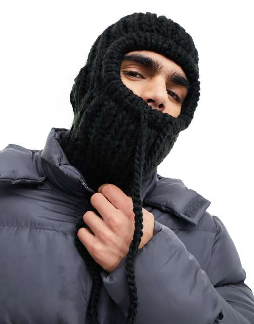 ASOS 4505 - Passamontagna nero in maglia da sci