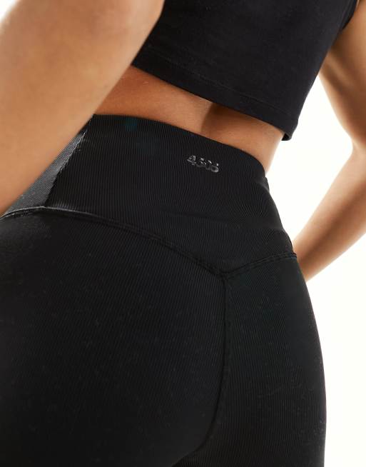 ASOS 4505 Petite active fine rib kick flare leggings in black, 2 of 5