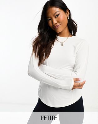 ASOS 4505 Petite all sports long sleeve active top in white